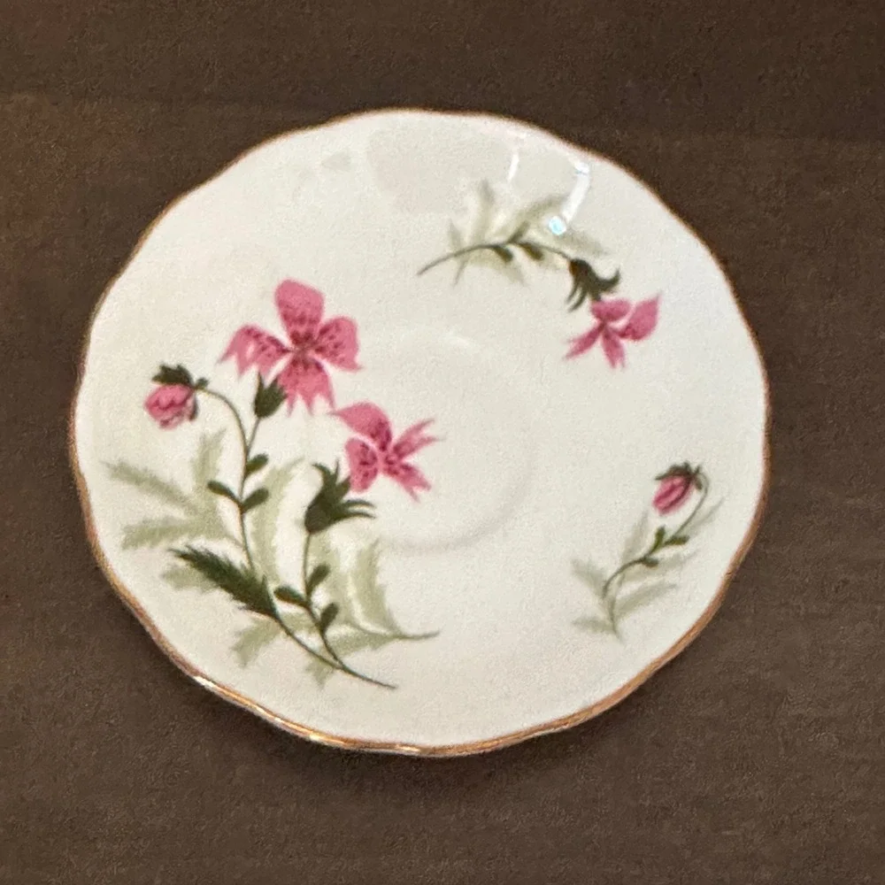 Vintage Colclough Bone China TeaCup Saucer Pink Floral Gold Trim Made in England